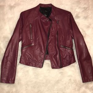 Forever 21 burgundy leather jacket